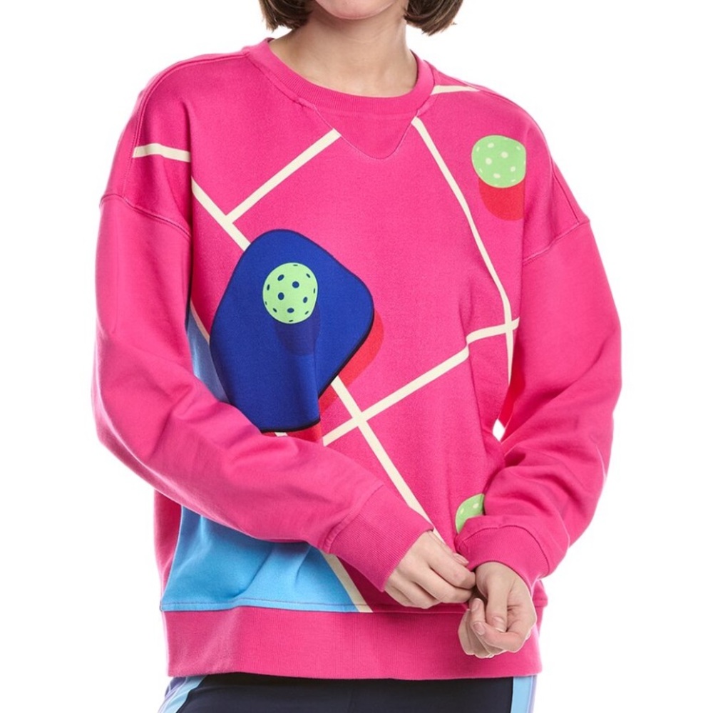 Terez Pink Graphic Crewneck Pullover.